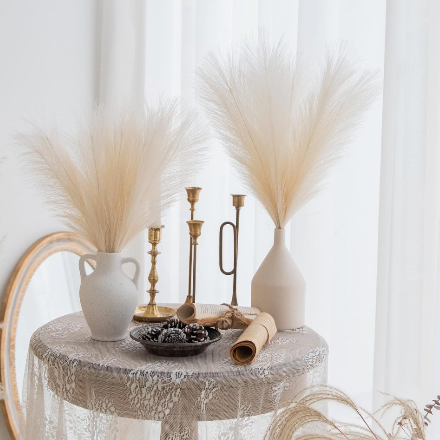 Faux Pampas Grass Short Decor (Dark Coffee)