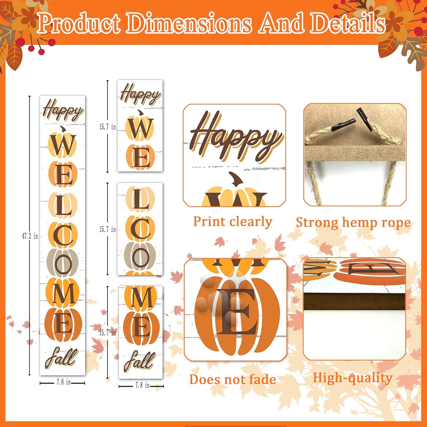 Fall Wooden Porch Sign 47(White)
