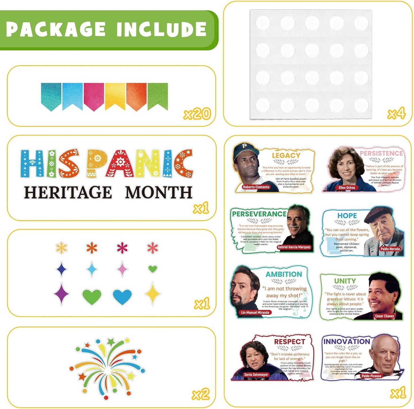 Hispanic Heritage Month Bulletin Board Decorations Set, Spanish Classroom Posters Decorations