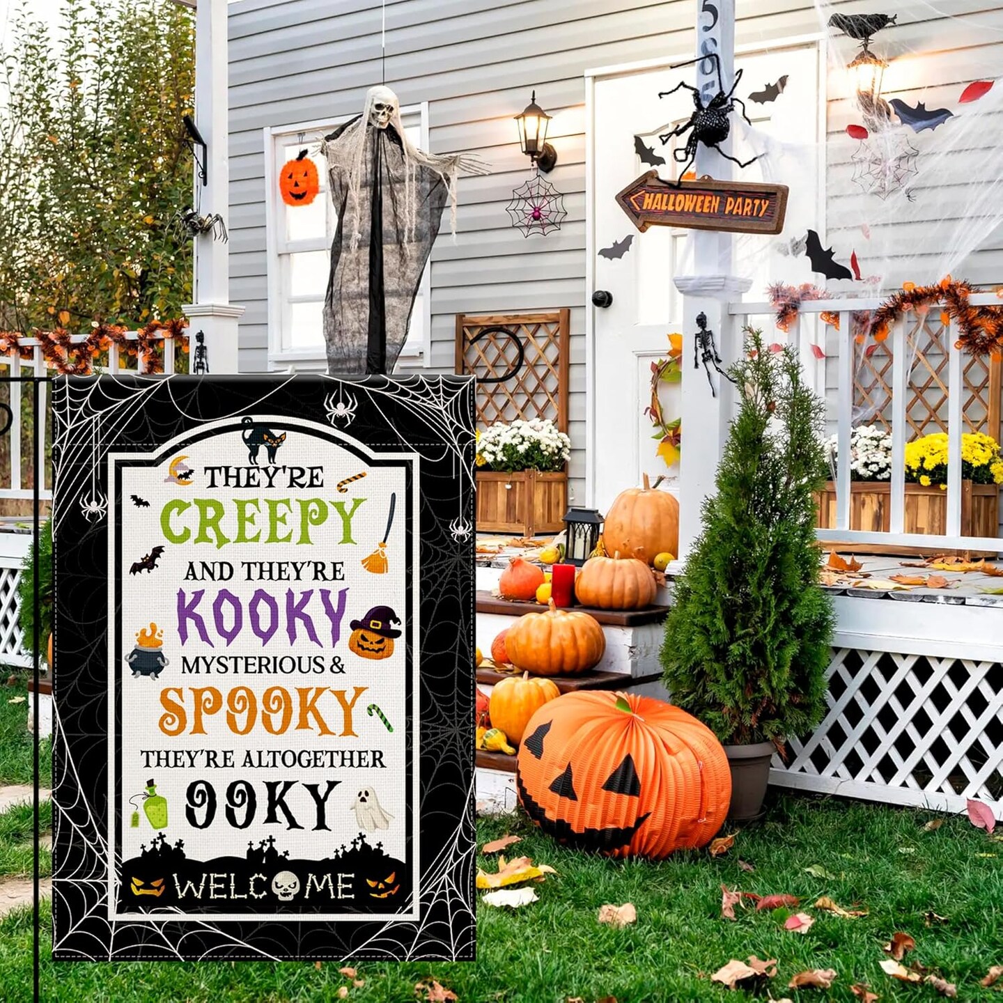 Pumpkin Welcome Garden Flag (Multicolor black)