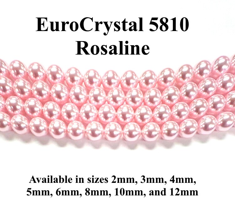 Rosaline EuroCrystal 5810 Round Pearls - 2mm, 3mm, 4mm, 5mm, 6mm, 8mm, 10mm, and 12mm - Strands - Made in Austria