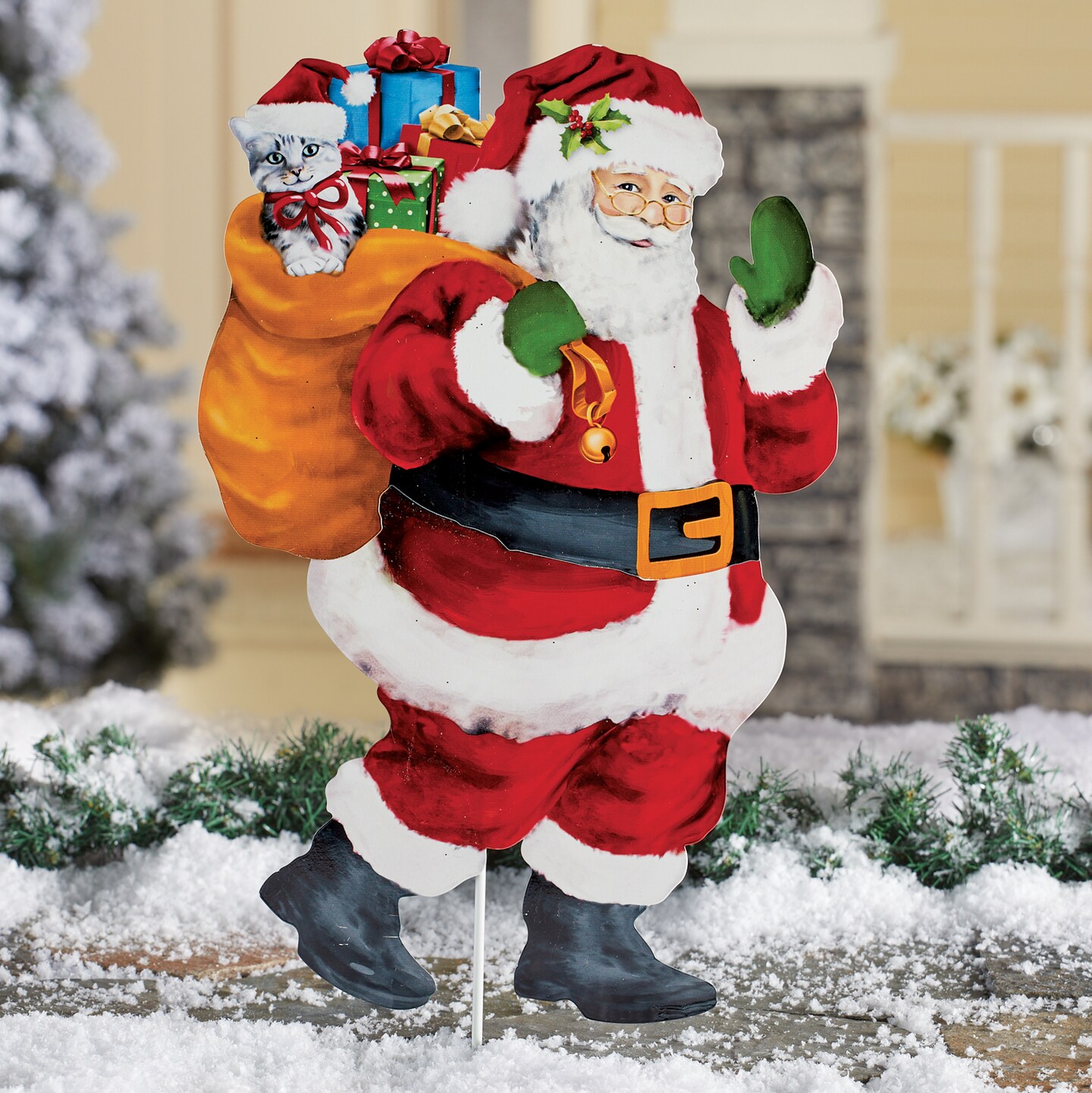 Collections Etc Santa Claus with Gift Sack Outdoor Christmas Stake