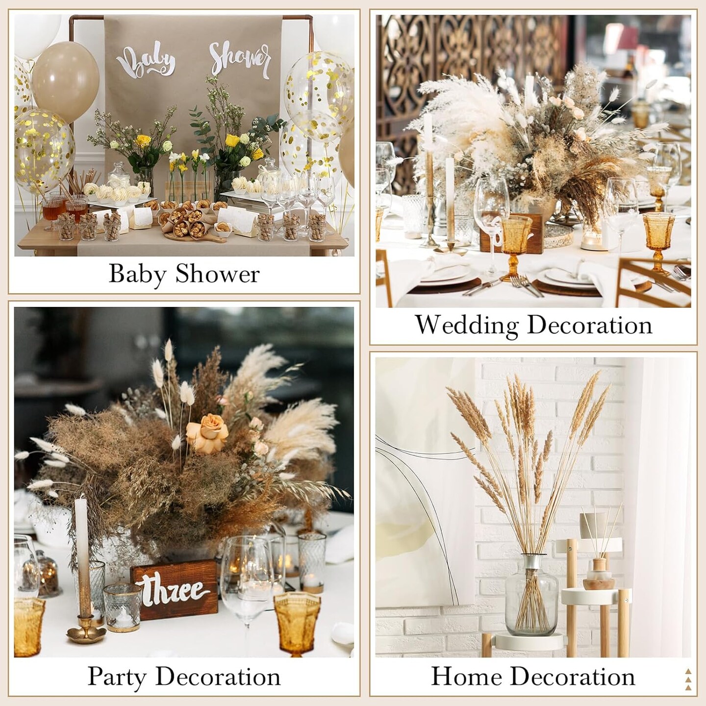 650 Pcs Dried Pampas Grass Decor Bulk 17(Vintage Colors)
