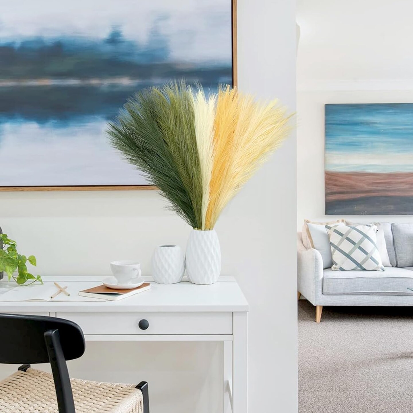 Faux Pampas Grass Short Decor (Dark Coffee)