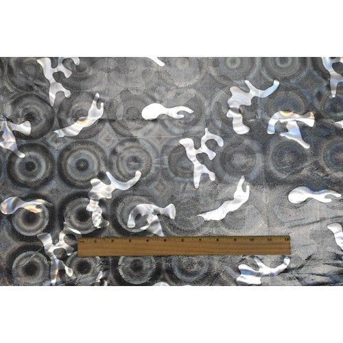 Holographic Silver Camo Printed Stretch Activewear Fabric By the Yard