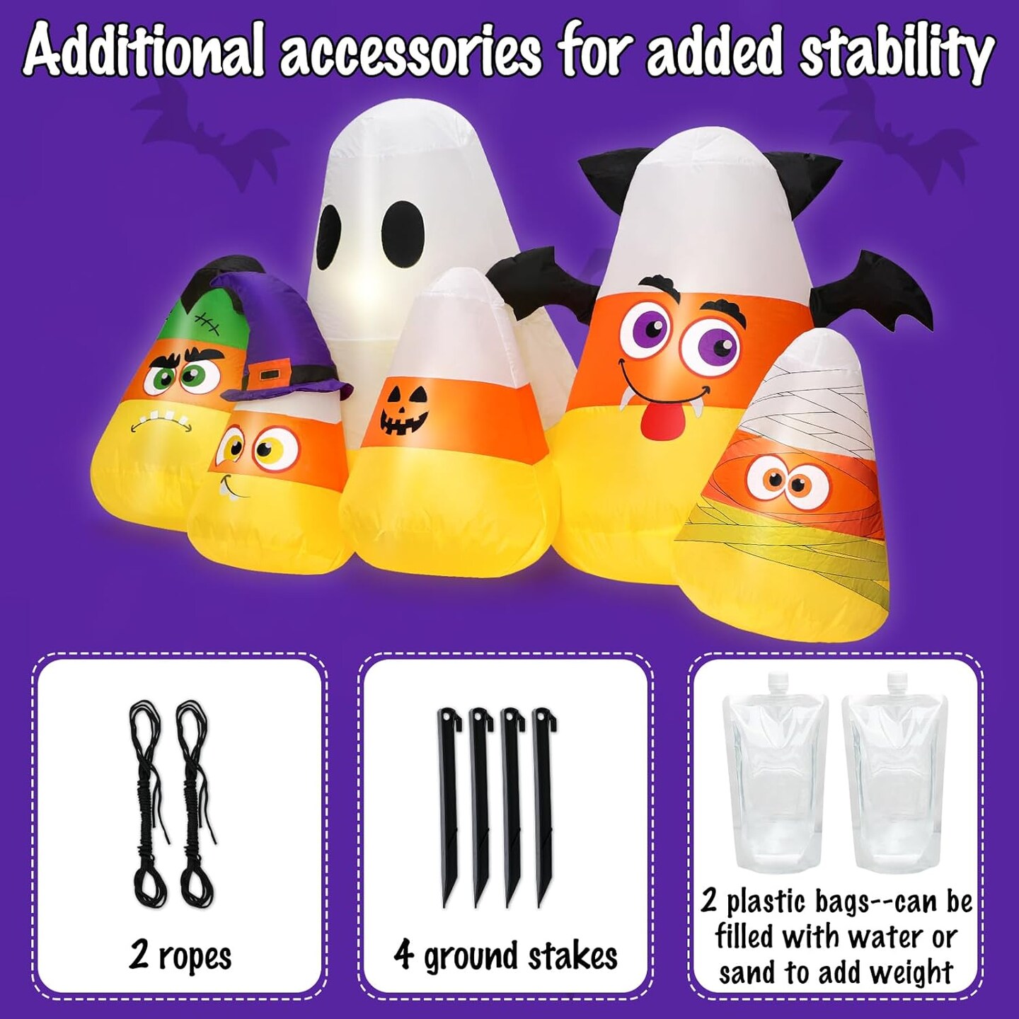 Halloween Inflatable Candy Corn Inflatable with Built-in LED Lights Indoor Outdoor (Yellow)