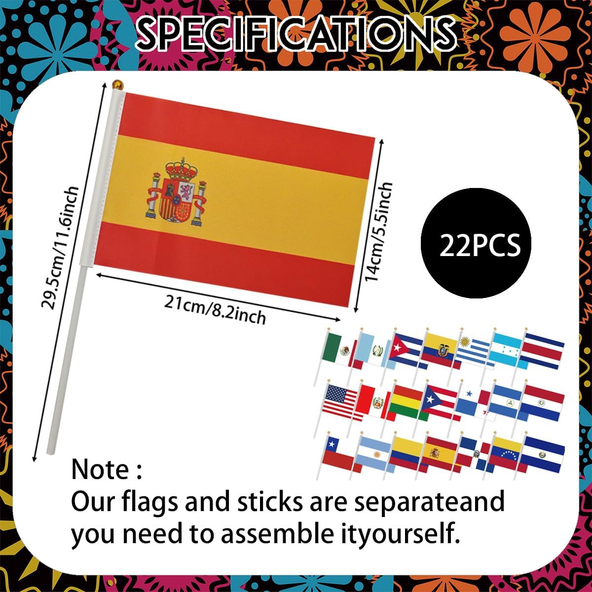 21 Spanish Countries Flags - Hispanic Heritage Month Decorations