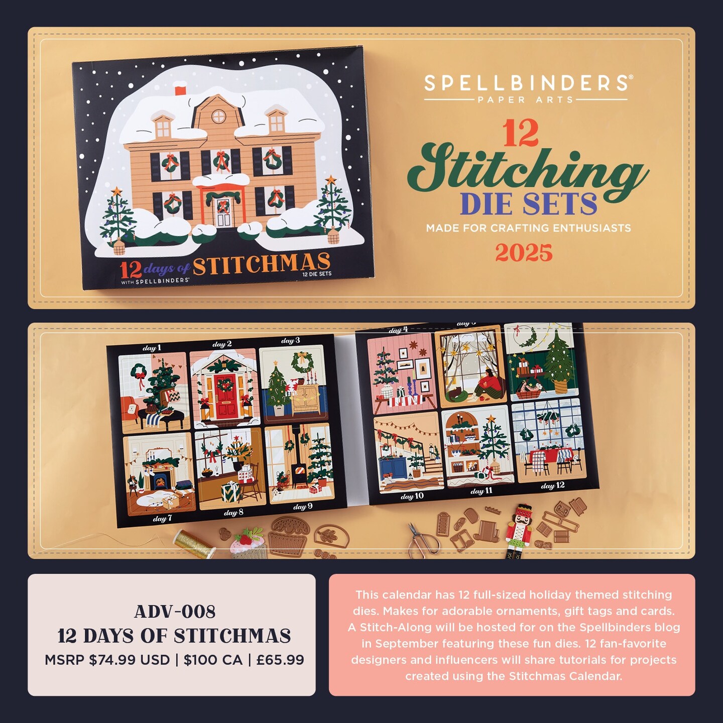 Spellbinders 12 Days of Stitchmas-12 Stitching Dies