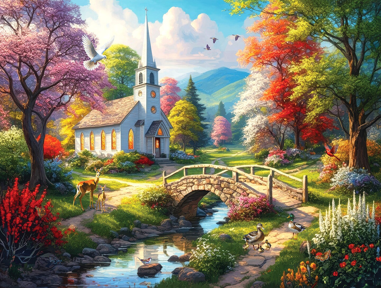 Sunsout Sanctuary in Blooming Harmony 500 pc Jigsaw Puzzle 28117
