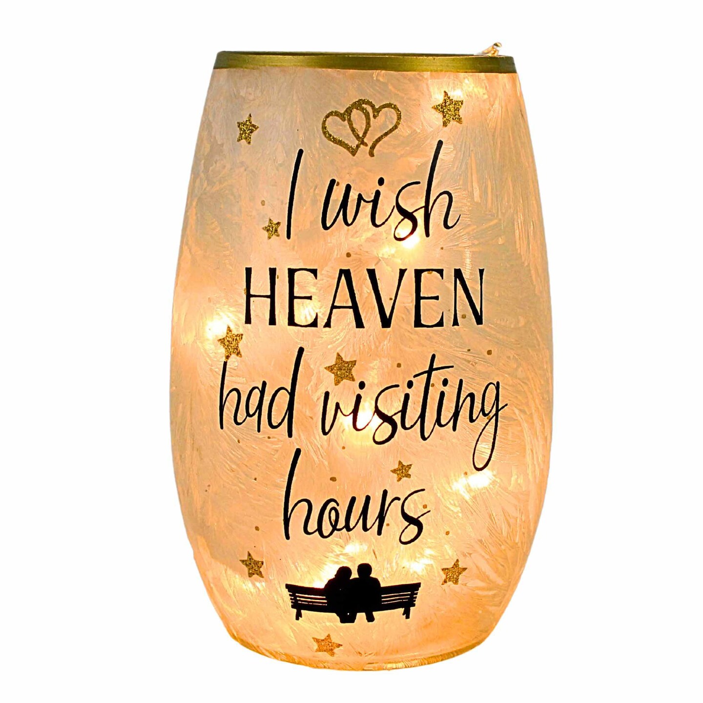 Stony Creek 5.25 In Sharing Memories Pre-Lit Vase Bereavement Lighted Glass Accent , Loss Loved One