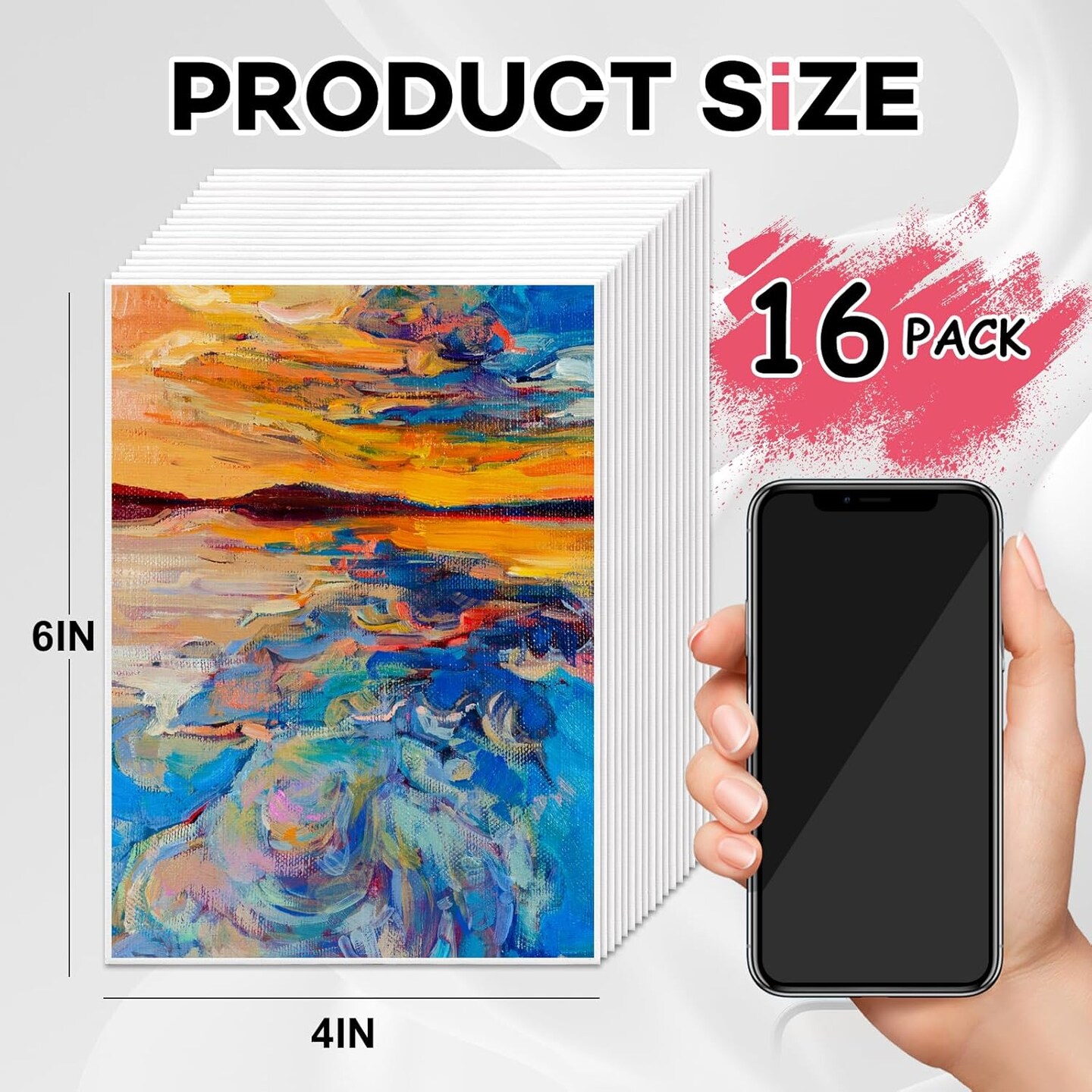 16 Pack 4x6 Inch Mini Blank Canvases for Painting(white)