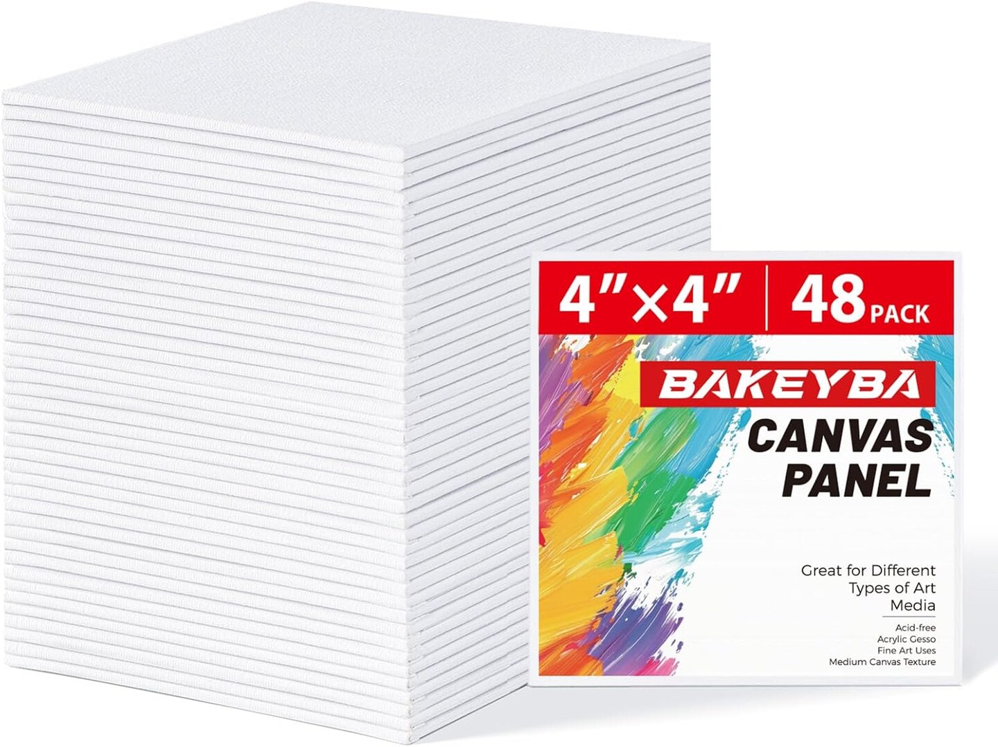 4x4 Inch Mini Canvas Boards 48 Pack(white)