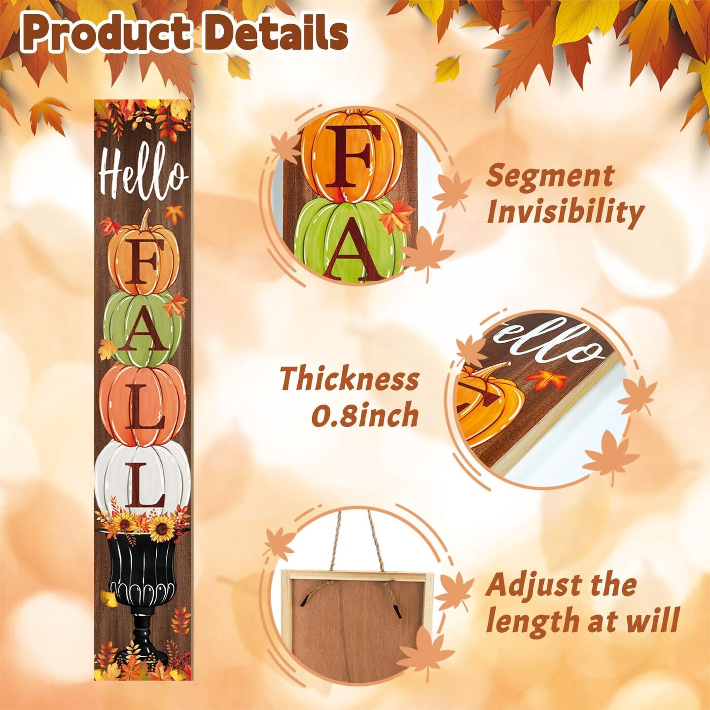 Fall Wooden Porch Sign 47&#x22;(Black and yellow)