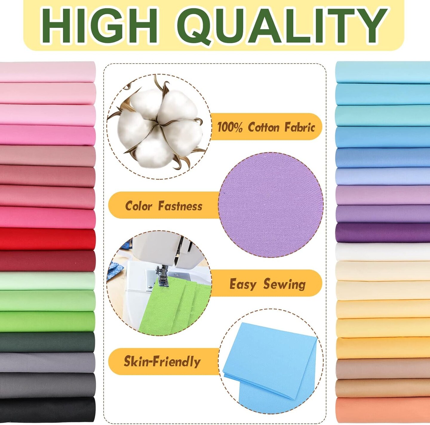 35 Pcs Solid Color Cotton Precut Fabric 20 x 20 Inch(Multicolor)