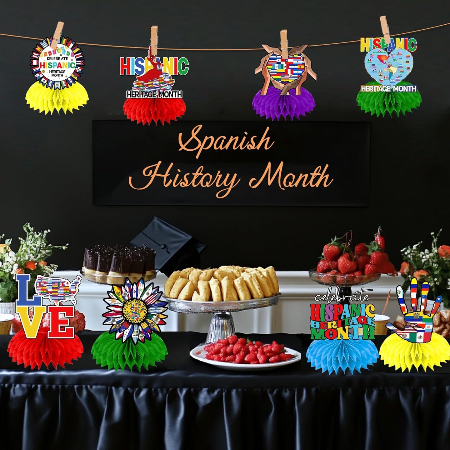 12Pcs Spanish Classroom Decorations Hispanic Heritage Month Decorations