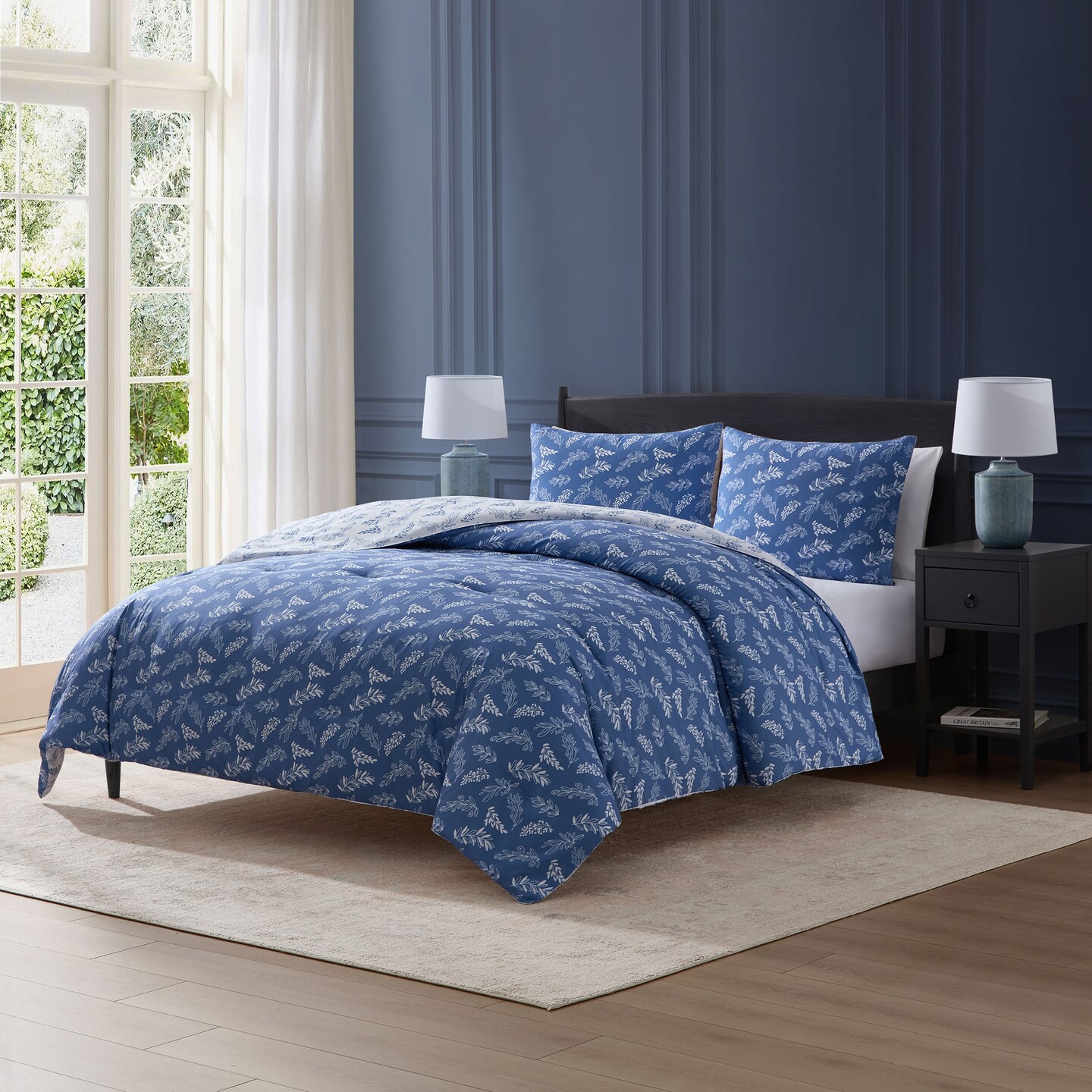 CraftBud 3PC Reversible Botanical Printed Comforter Bedding Set