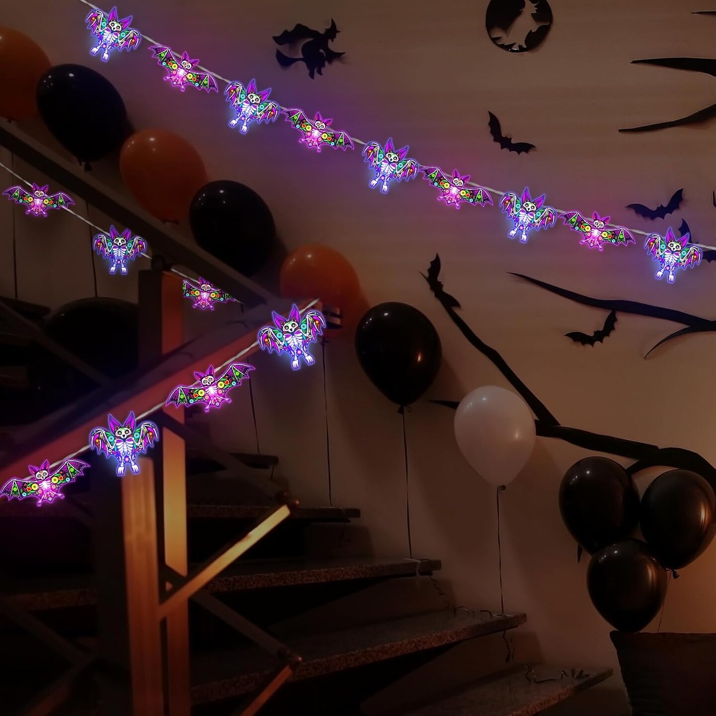 Halloween Bat Decorations Halloween Suger Skull Bat String Lights