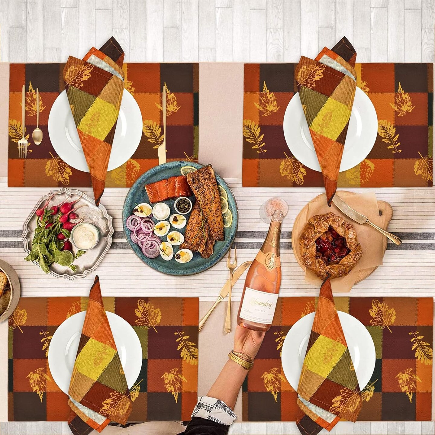 8 Pcs Thanksgiving Fall Placemats Set(orange)