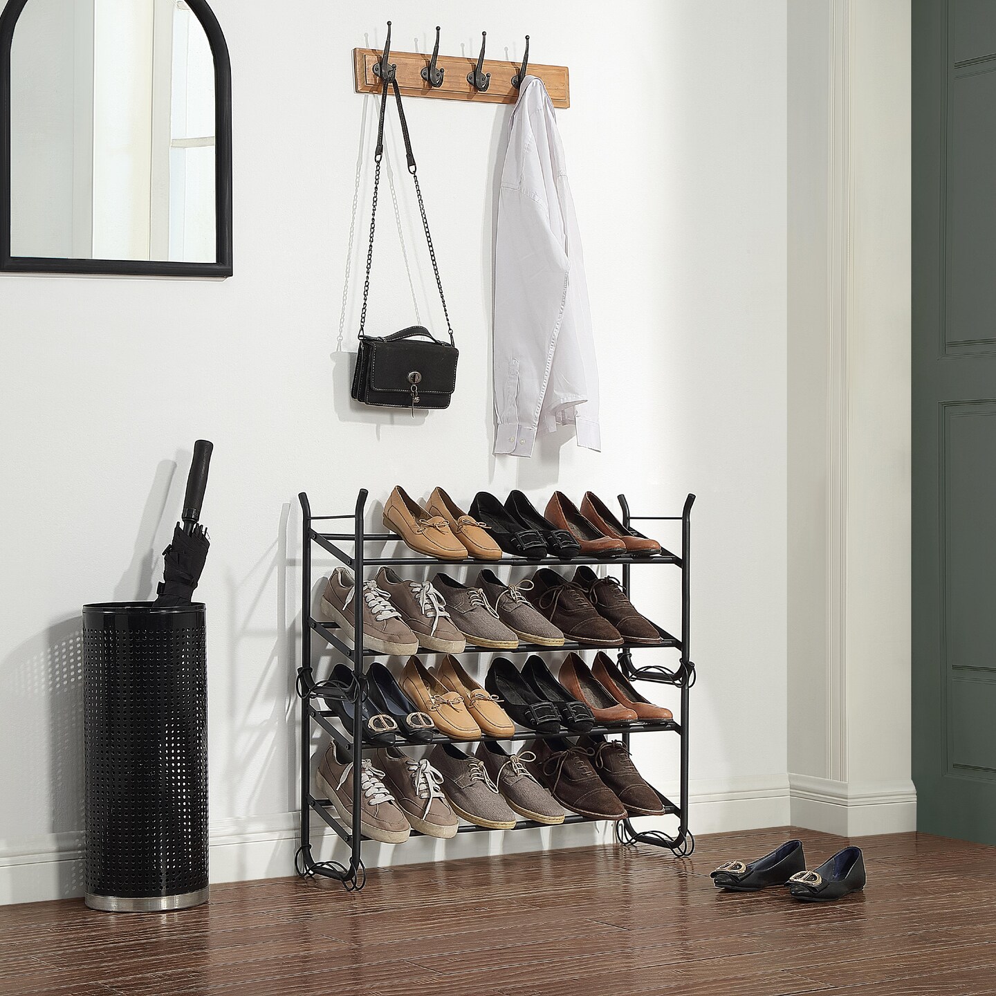 Expandable & Stackable 2-Tier Shoe Rack – Adjustable Shoe Organizer for Entryway, Closet or Bedroom