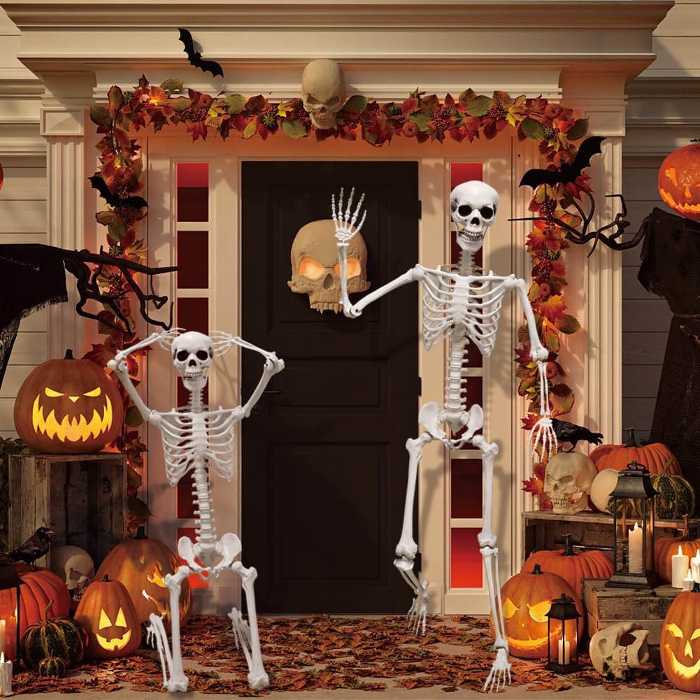 5.6ft Halloween Human Poseable Skull Skeleton