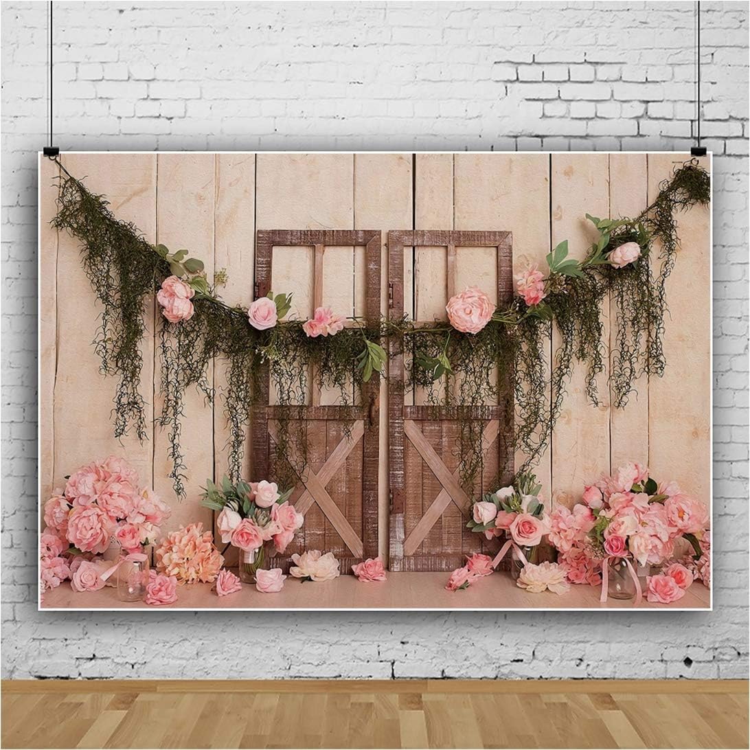 10x6.5ft Wedding Backdrop Rustic Pink Rose Flowers
