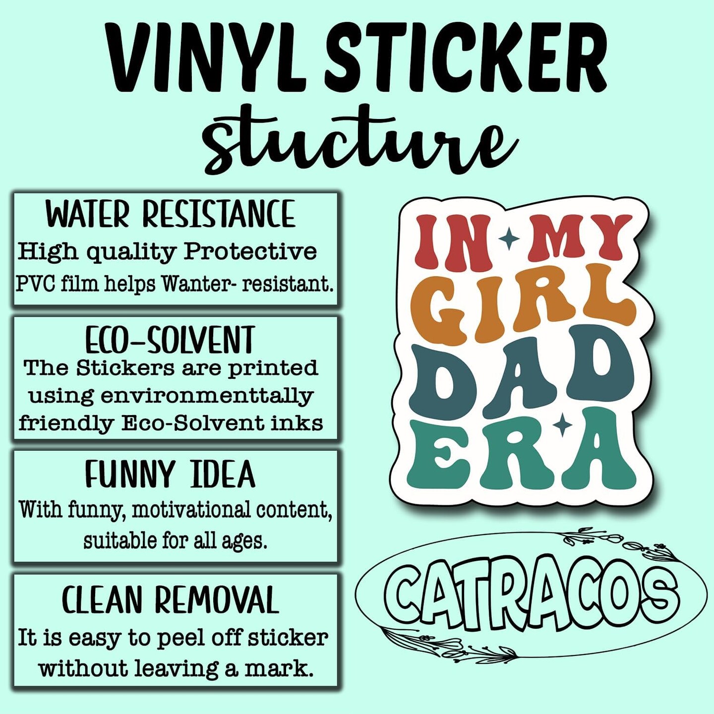 (3Pcs) in My Girl Dad Era Sticker, Decal Gifts Dad Decorate Books Laptop Phone Water Bottles Kindles Stickers Tumbler Sticker Waterproof Vinyl Decorate Sticker 3" Inch