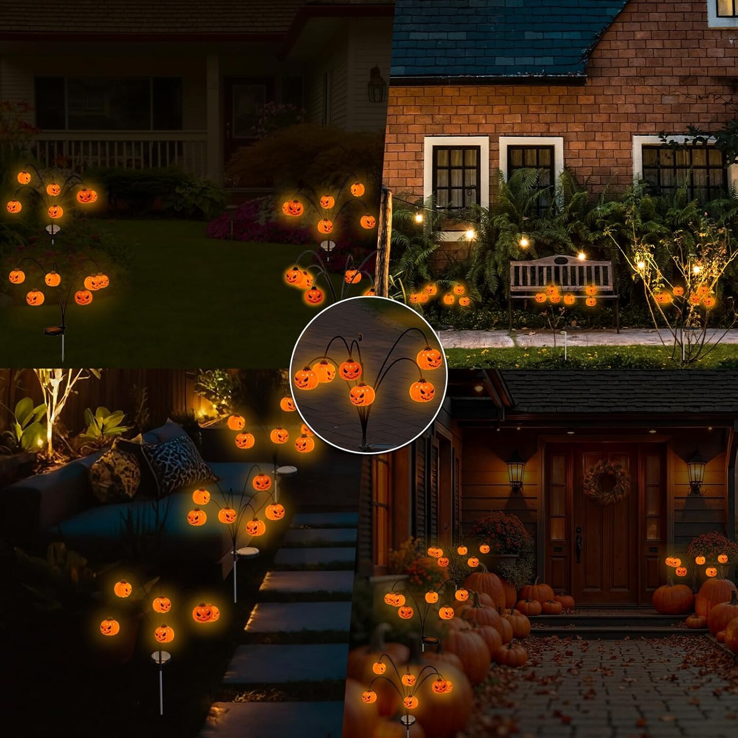 2 Pack Halloween Pumpkin Solar Lights - 12LED (Orange)