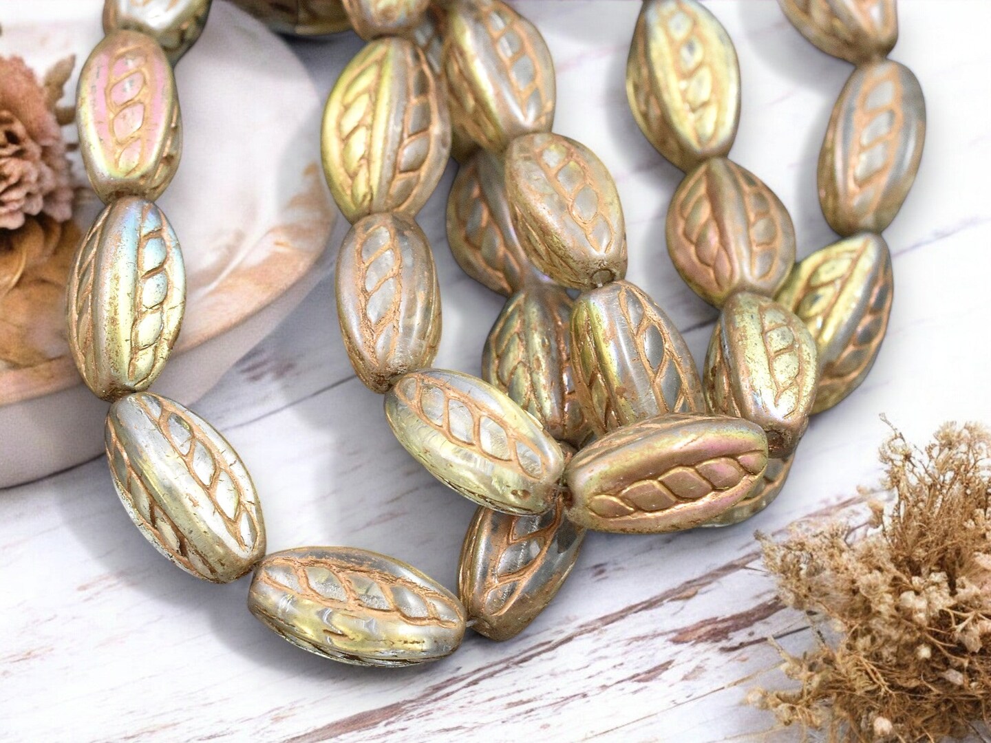 Washed Gold *10* 15x9mm Gold Washed Gold Lustered Crystal Twisted Oval Beads | Michaels