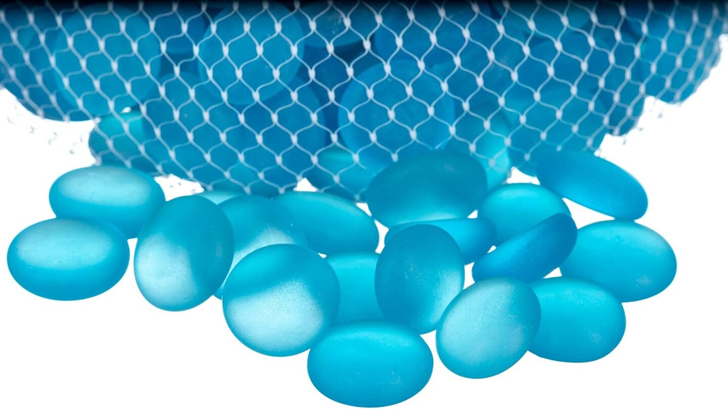 Flat Marbles Vase Filler - 0.68 Lb (70 pcs) Aqua Glass Pebbles Vases - Clear Glass Stones for Vases - Flat Glass Marble for Craft and Home décor - Aquarium Glass Marble Filler