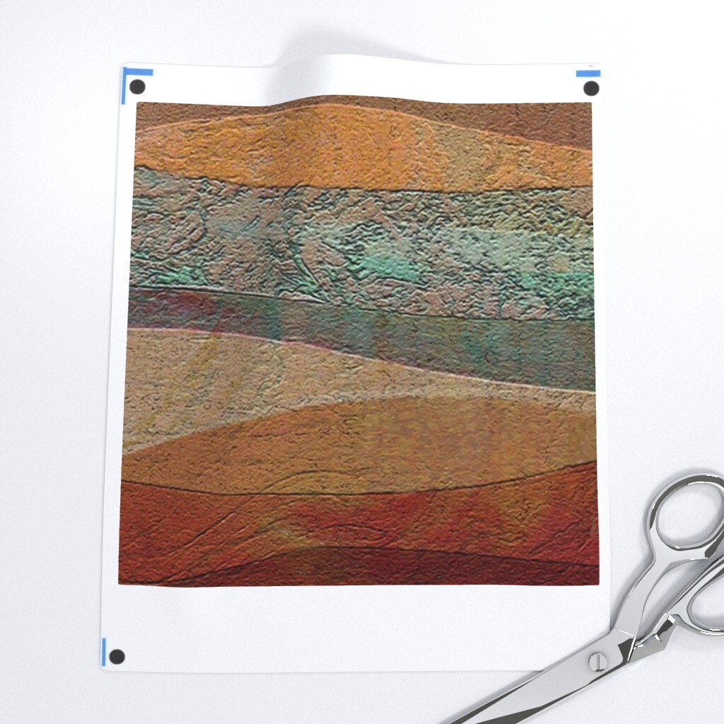 Abstract Landscape Travertine Look Sandstone Coral Orange Teal Green Turquoise Arizona Southwest Art Custom Printed Fabric by Spoonflower Various Fabrics by the Yard or Fat Quarter
