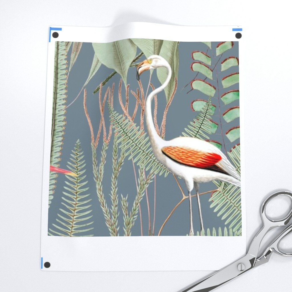 Cranes Herons Slate Blue Gray Large Scale Birds Wildlife Coastal Custom Printed Fabric by Spoonflower Various Fabrics by the Yard or Fat Quarter