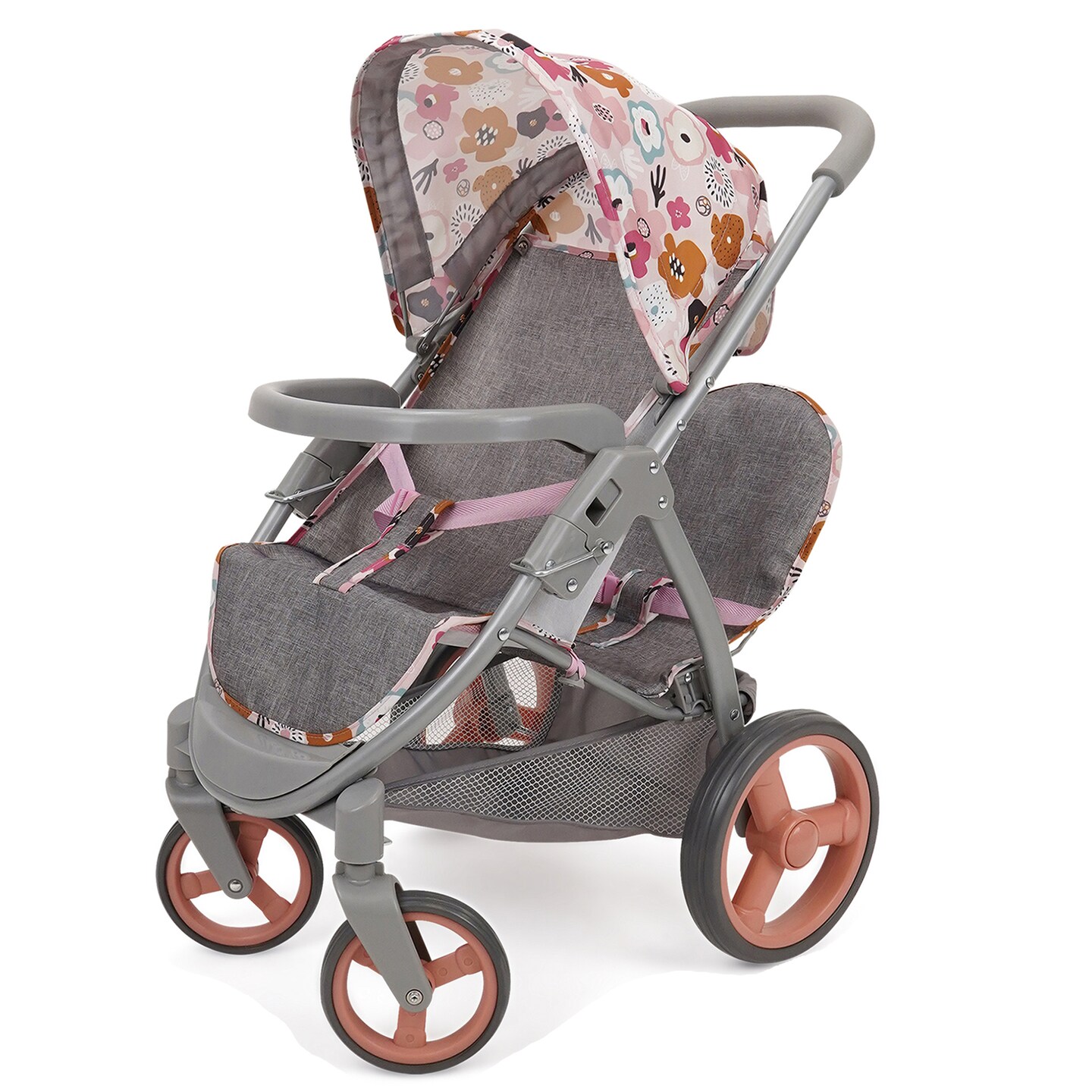 509 Crew: Melange Flora - Mabelle Duo Twin Doll Stroller - Accessory For 2 Dolls Up To 18", Foldable Design, Retractable Canopy, Kids Toy, Ages 3+