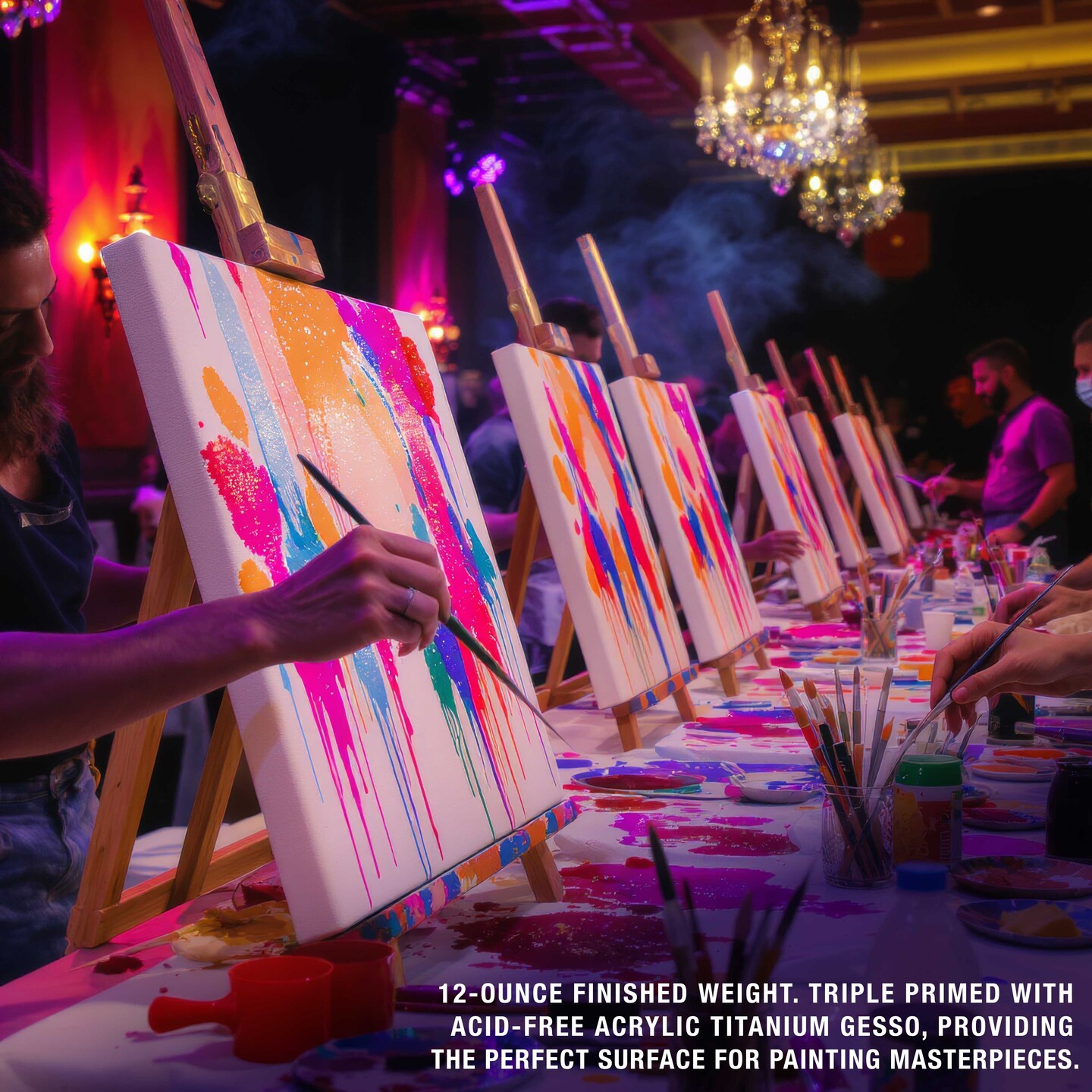 30 x 30 inch Stretched Canvas 12-Ounce Triple Primed, 3-Pack - Professional Artist Quality White Blank 3/4" Profile, 100% Cotton, Heavy-Weight Gesso