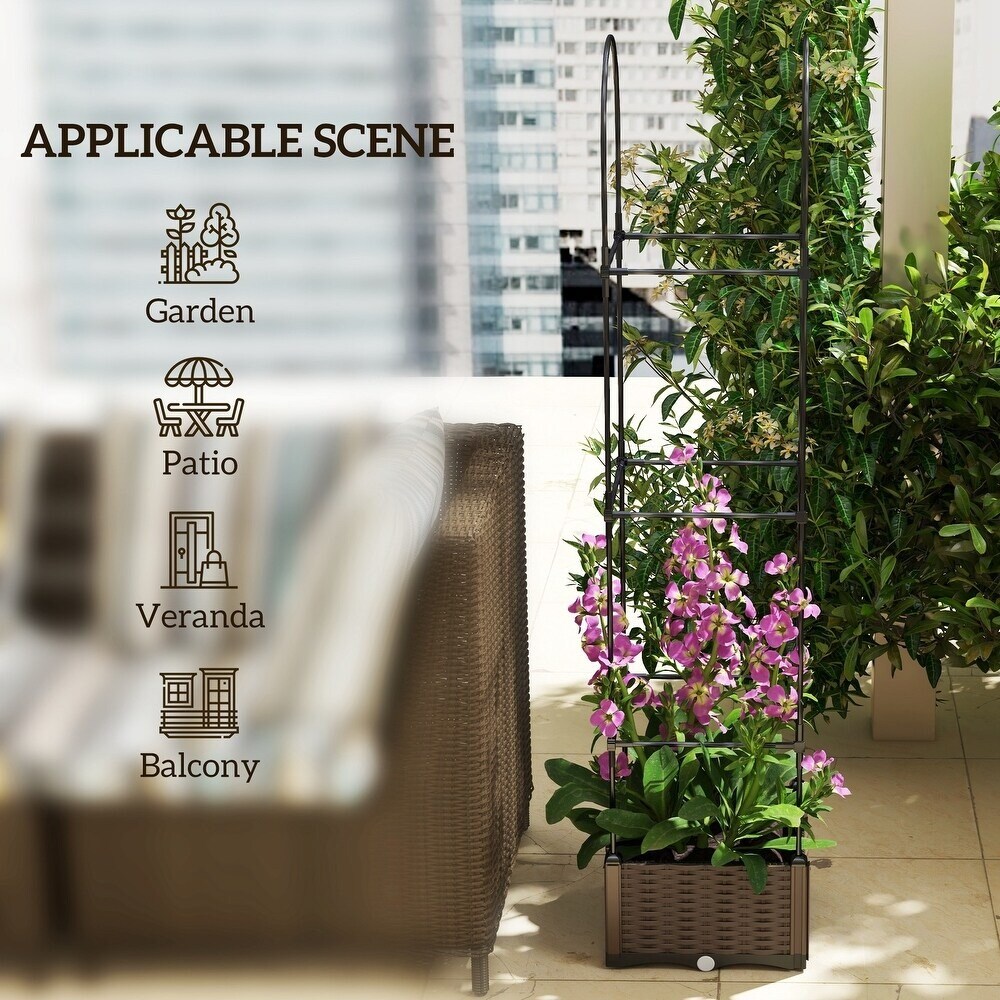 69.7" Raised Garden Bed with Trellis & Self-Watering Planter Box