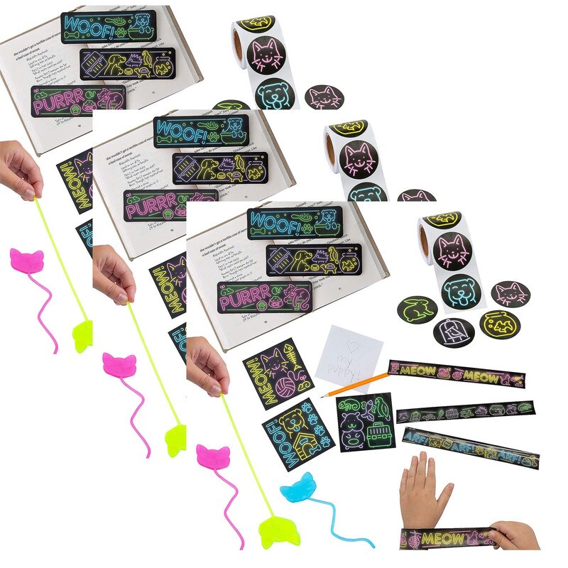 Bulk 208 Pieces Glow In The Dark Neon Pets Assortment