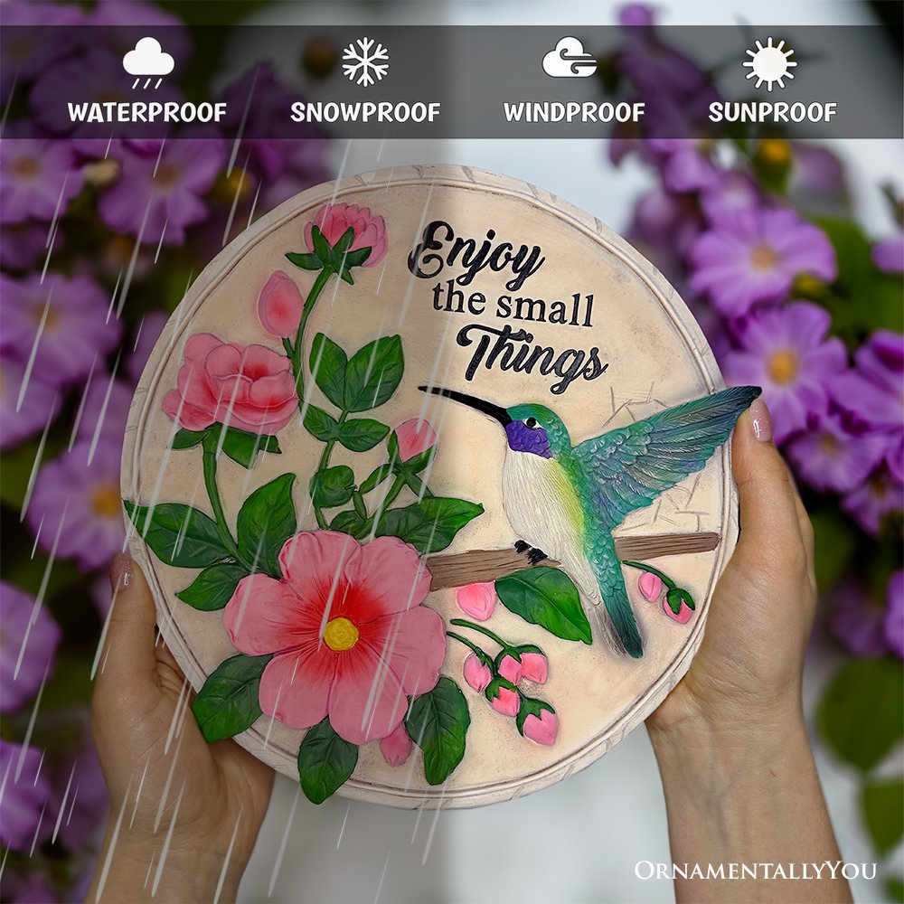 Enjoy the Small Things Hummingbird Stepping Stone, 9.5&#x22; Decorative Garden Appreciation Gift