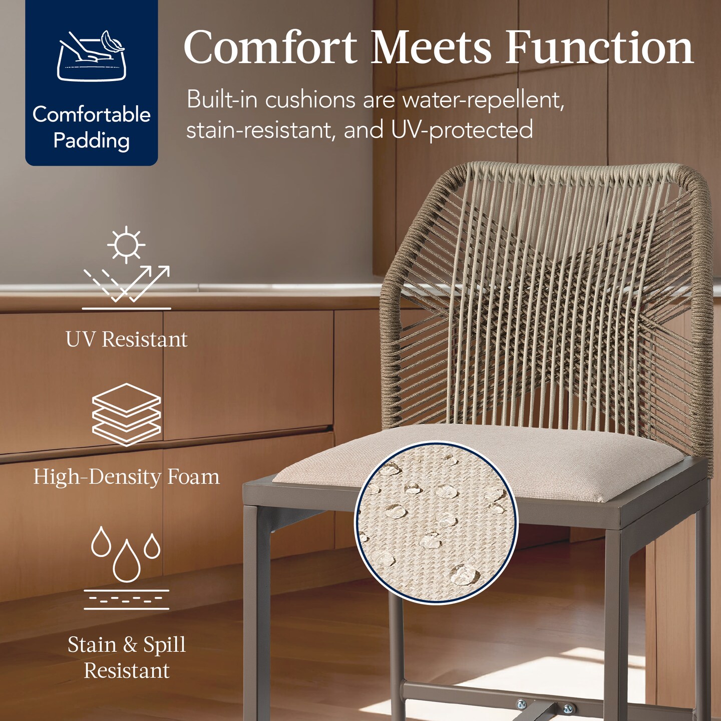 Best Choice Products Set of 2 Indoor Outdoor Counter Height Barstools w/ All-Weather Rope &#x26; Aluminum