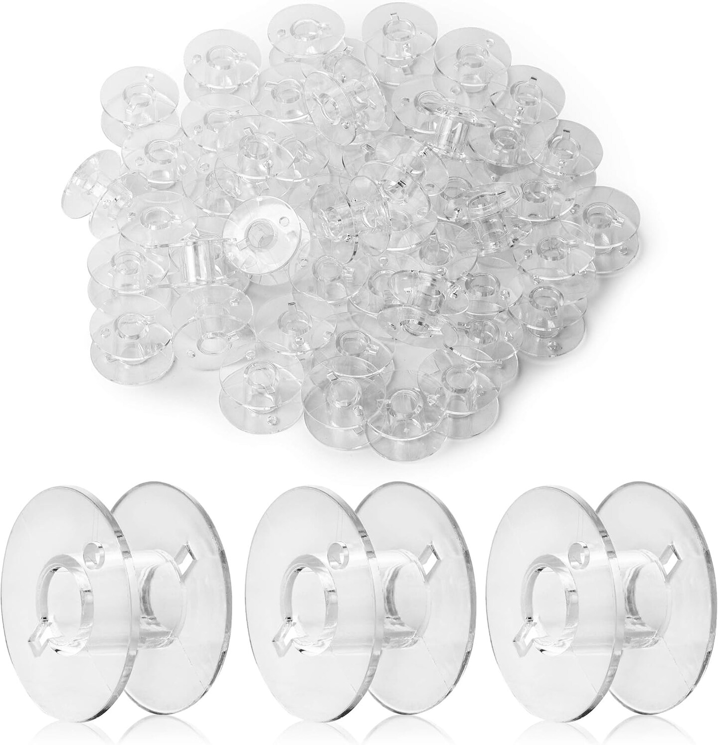 50 Pack Plastic Bobbins for Sewing Machines (Brother &#x26; Singer)