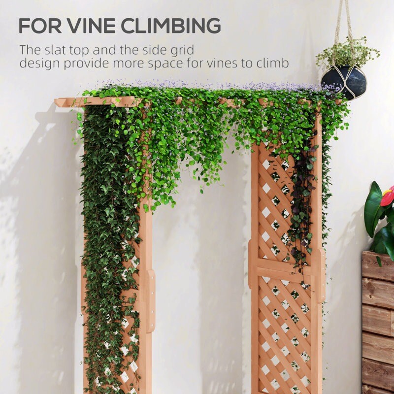 Elegant Raised Garden Bed with Arch Trellis and Pergola Roof