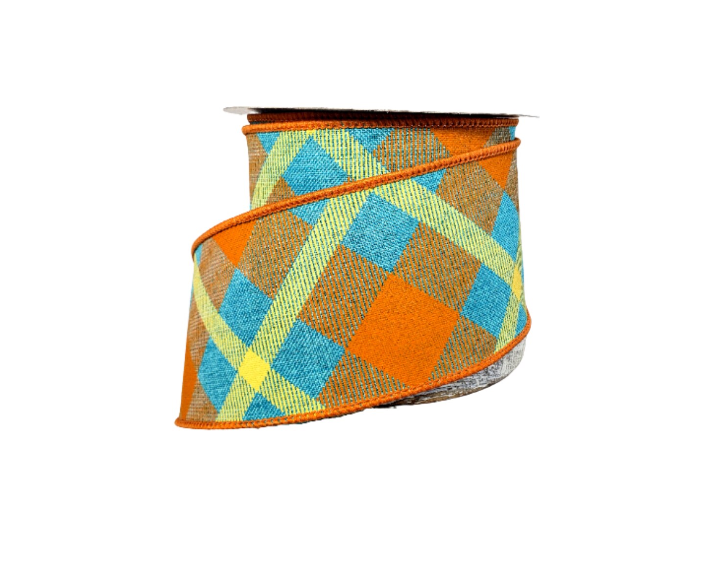 2.5"x10yd Printed Plaid on Royal Wired Ribbon - Vibrant Colors for Festive Crafts and Decor-RG01683F3