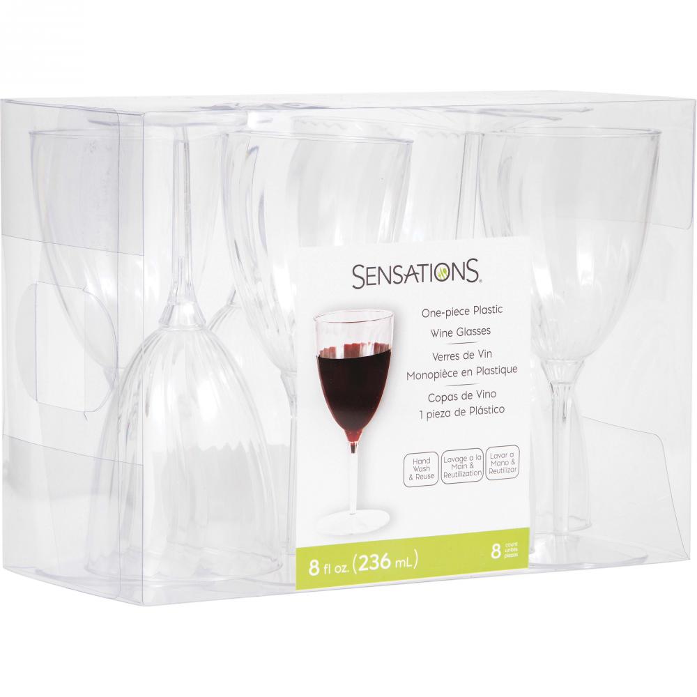 96 pc Bulk Clear 8 oz Plastic Wine Glasses