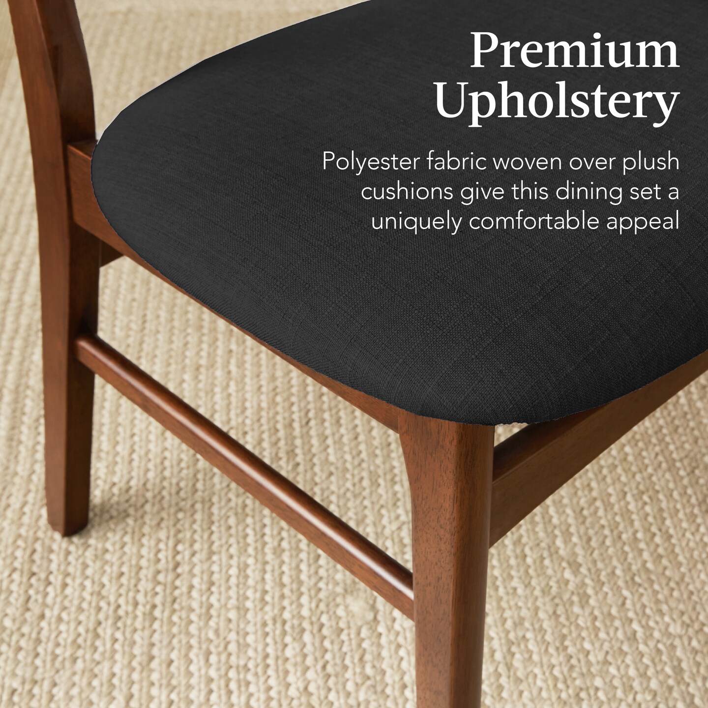 Best Choice Products 6-Piece Mid-Century Modern Upholstered Wooden Dining Set w/ 4 Chairs, Bench