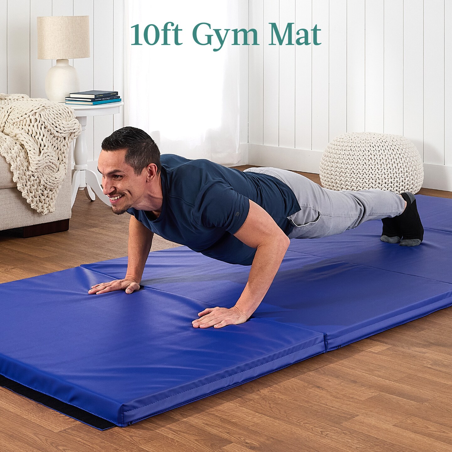 Best Choice Products 10ftx4ftx2in Folding Gym Mat 4-Panel w/ Carrying Handles & Folding Balance Beam