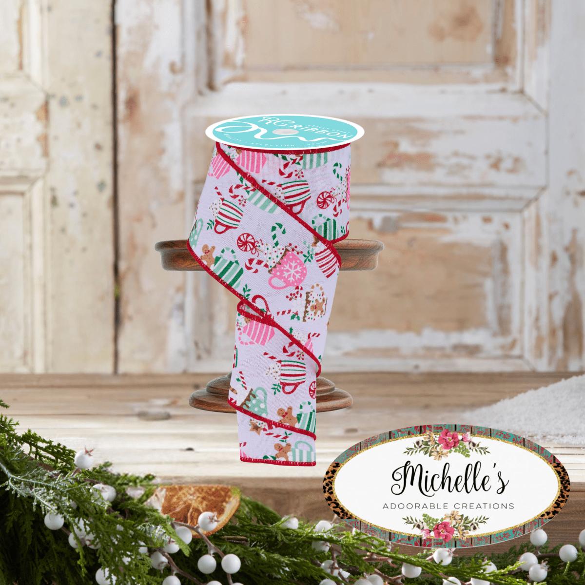 2.5&#x22; Hot Cocoa Mugs Ribbon: White (10 Yards)