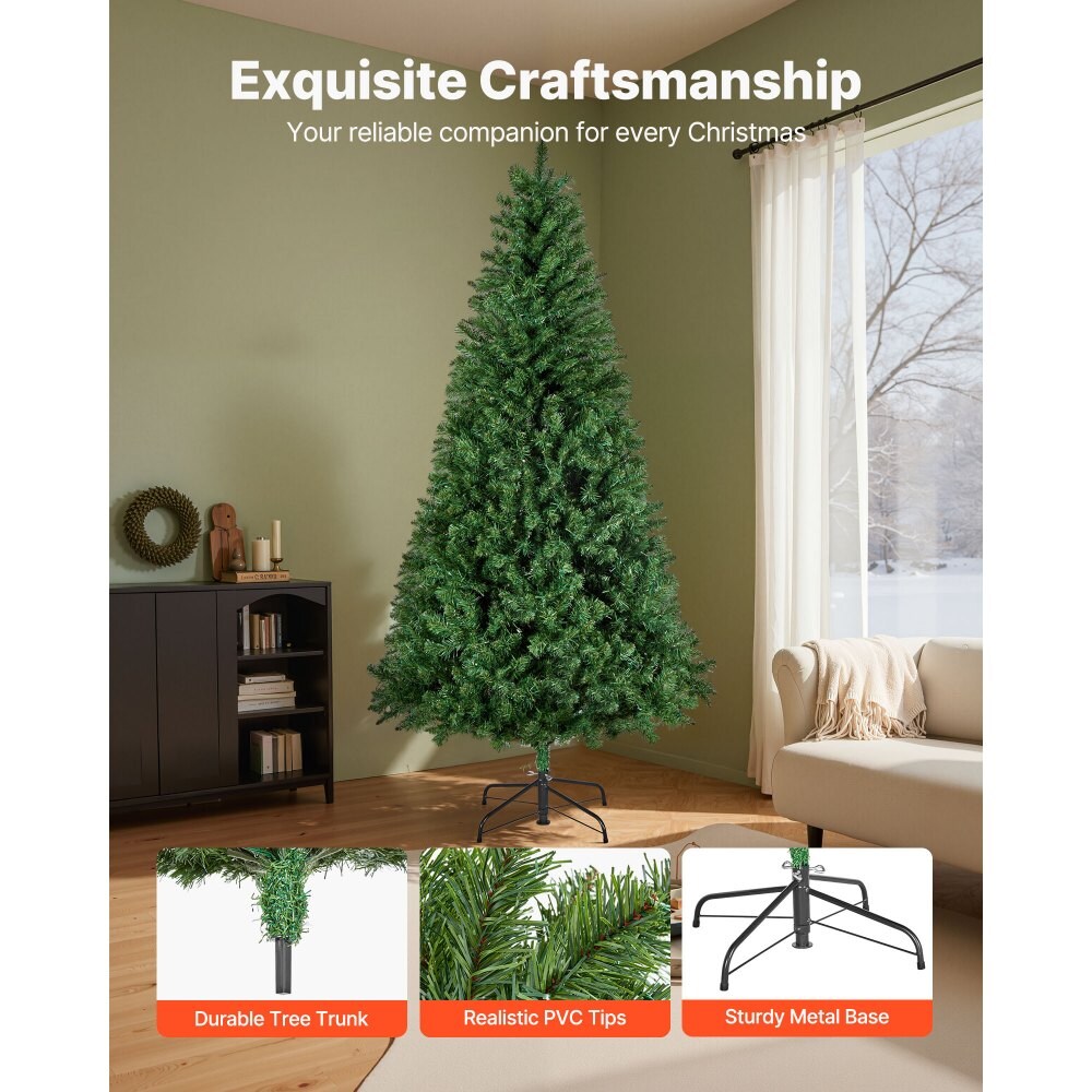 Green PVC & Iron 7.2ft Pre-Lit Christmas Tree with 470 LED Lights