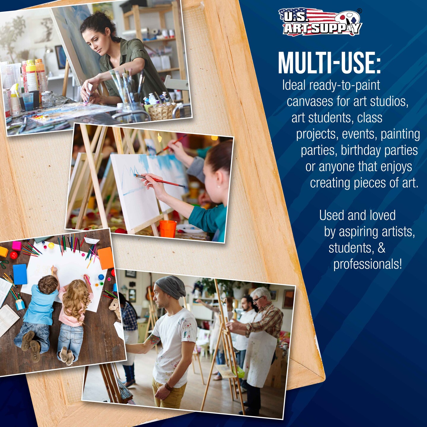 4 x 12 inch Stretched Canvas 12-Ounce Triple Primed, 6-Pack - Professional Artist Quality White Blank 3/4&#x22; Profile, 100% Cotton, Heavy-Weight Gesso