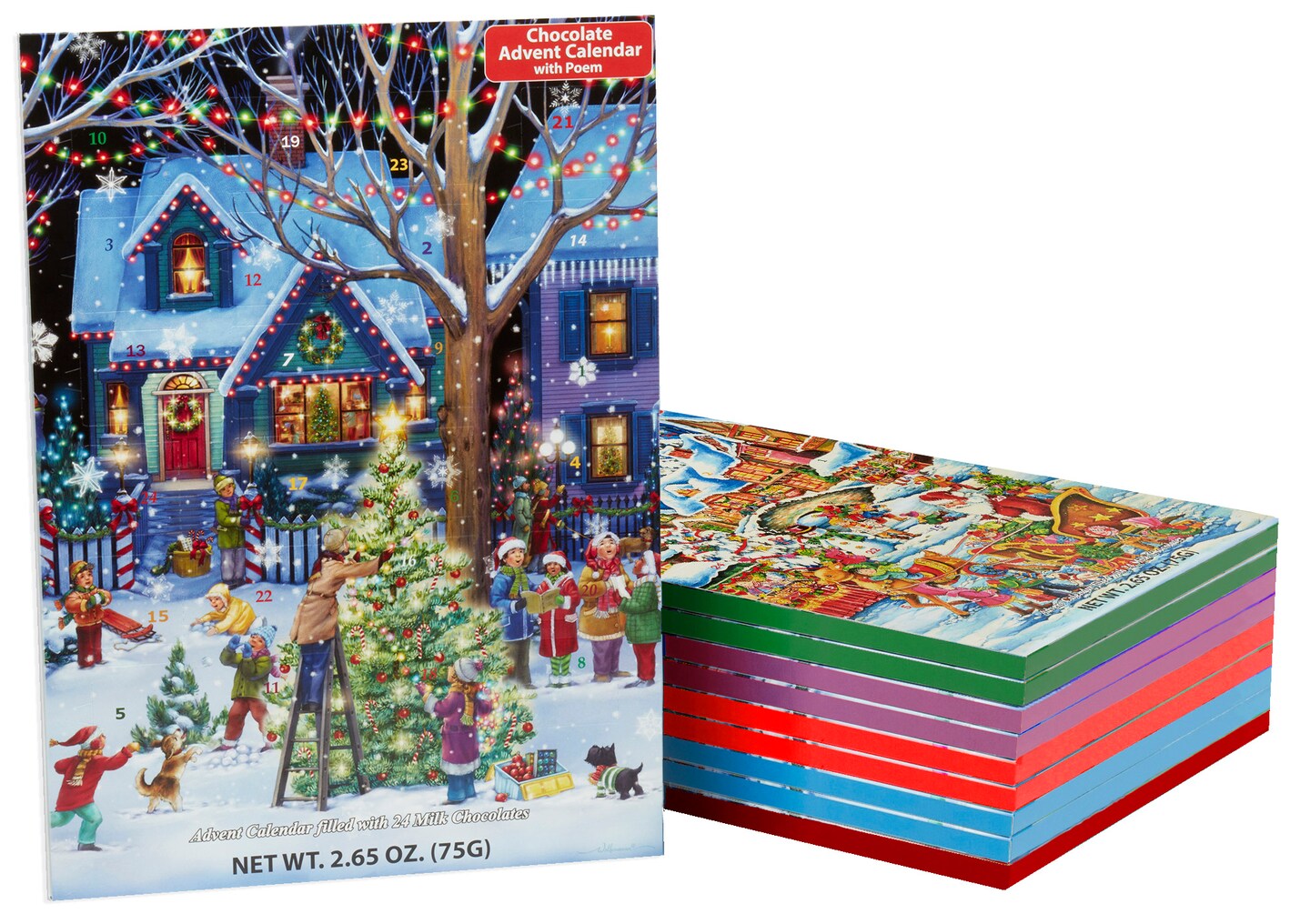 Set of 10 Assorted Chocolate Advent Calendars - Fun & Whimsical Designs - Christmas Countdown with a Sweet Treat Each Day