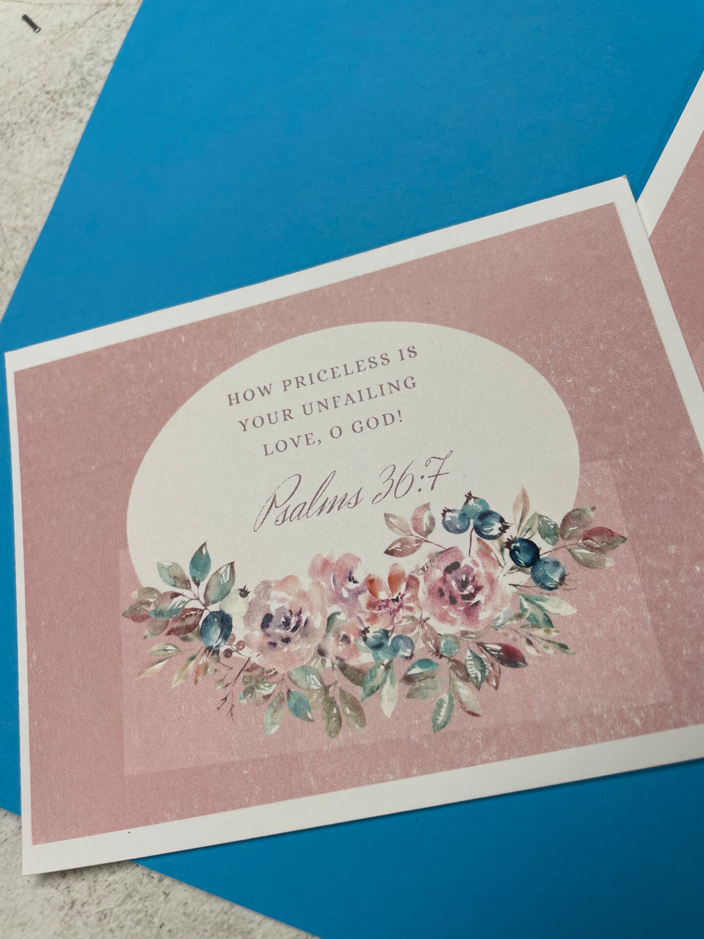 Floral Design Scripture Note Card Set - Bible Verse Psalm 36: 7 Note ...