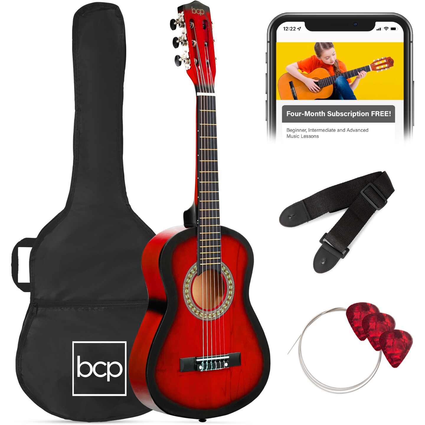 Best Choice Products 30in Kids Acoustic Guitar Beginner Starter Kit with Strap, Case, Strings