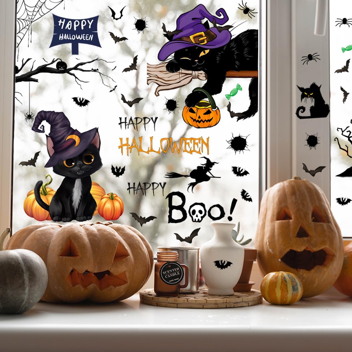 4 Sheets Halloween Window Clings - Spooky Black Cat Stickers | Michaels